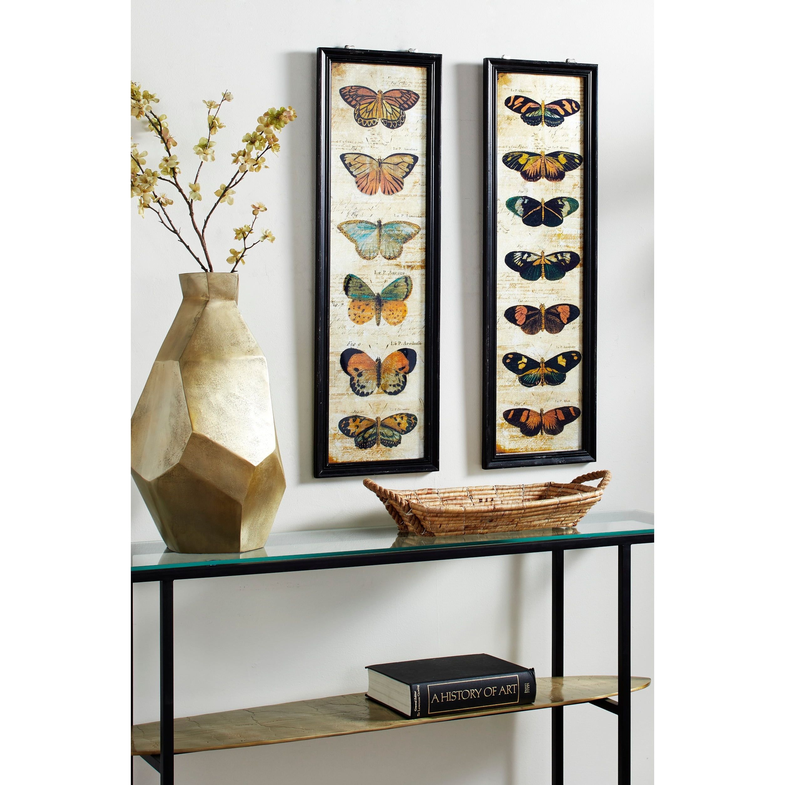 Multicolor Butterfly Canvas Framed Wall Art Set of 2