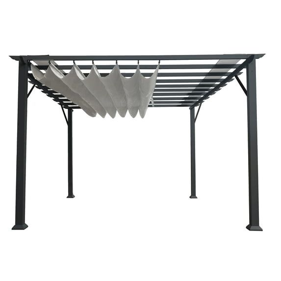 Florence 11' x 11' Gray Aluminum Pergola with Silver Canopy