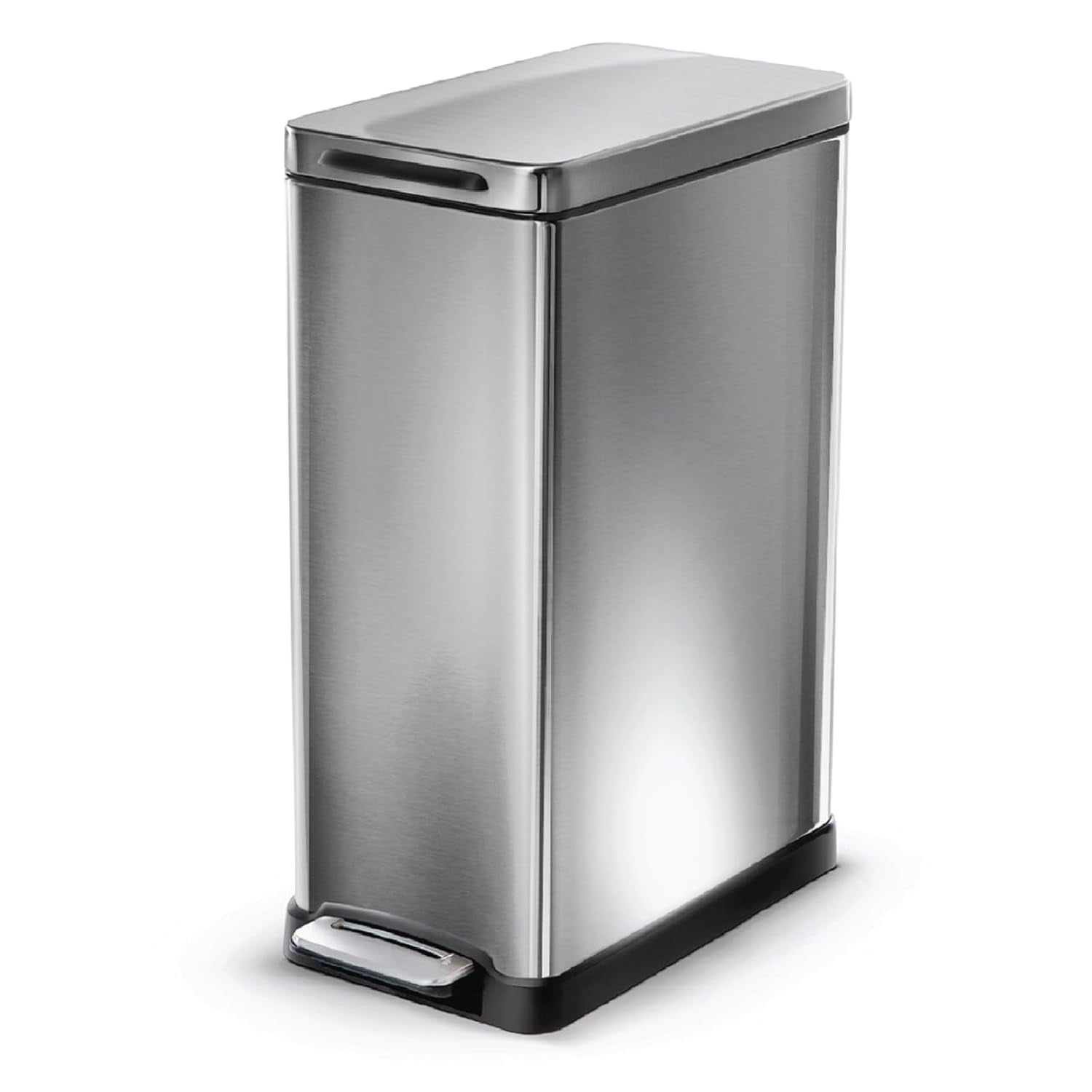 12 Gallon Silver Stainless Steel Slim Step Trash Can