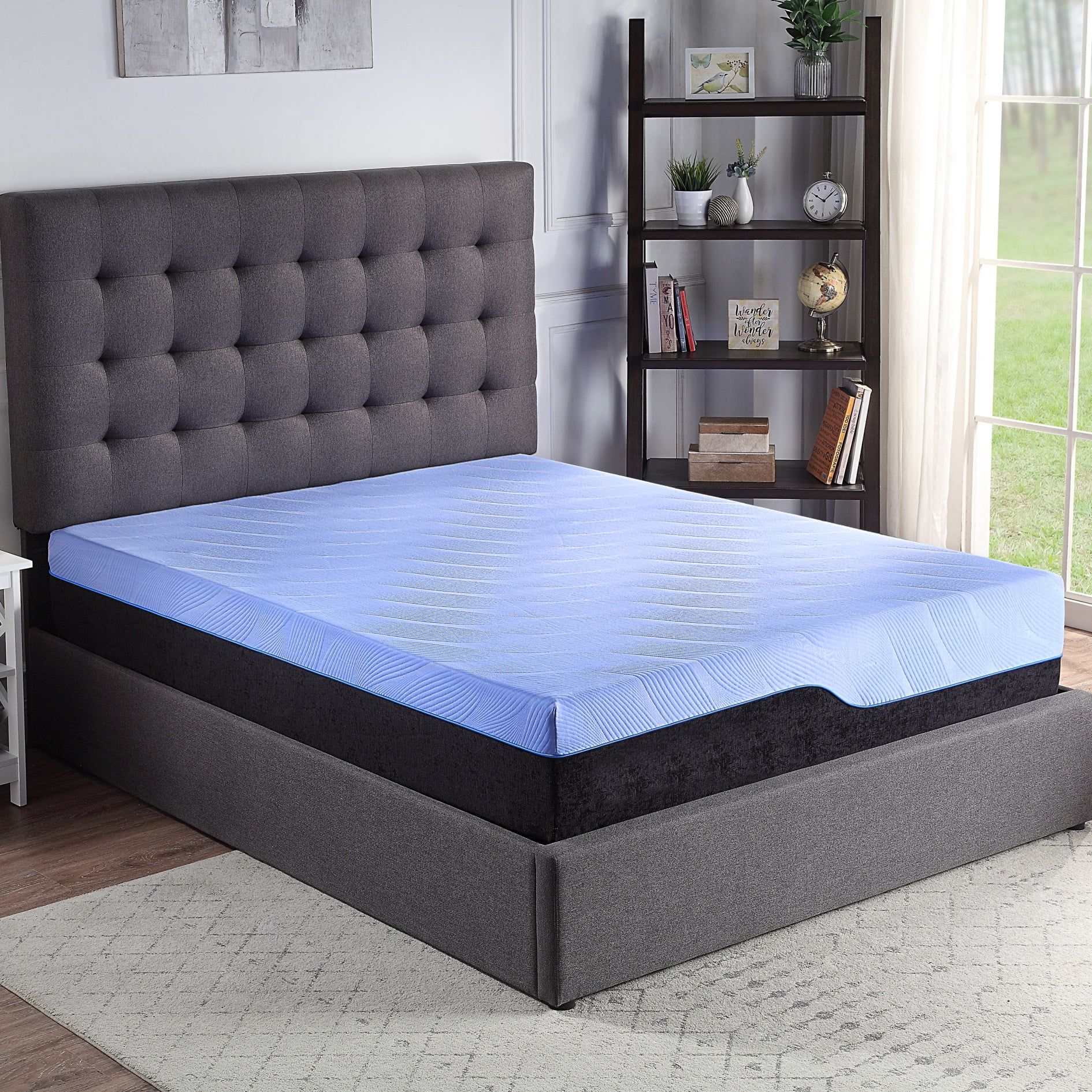 Full Blue 12-Inch Hybrid Memory Foam and Coil Mattress