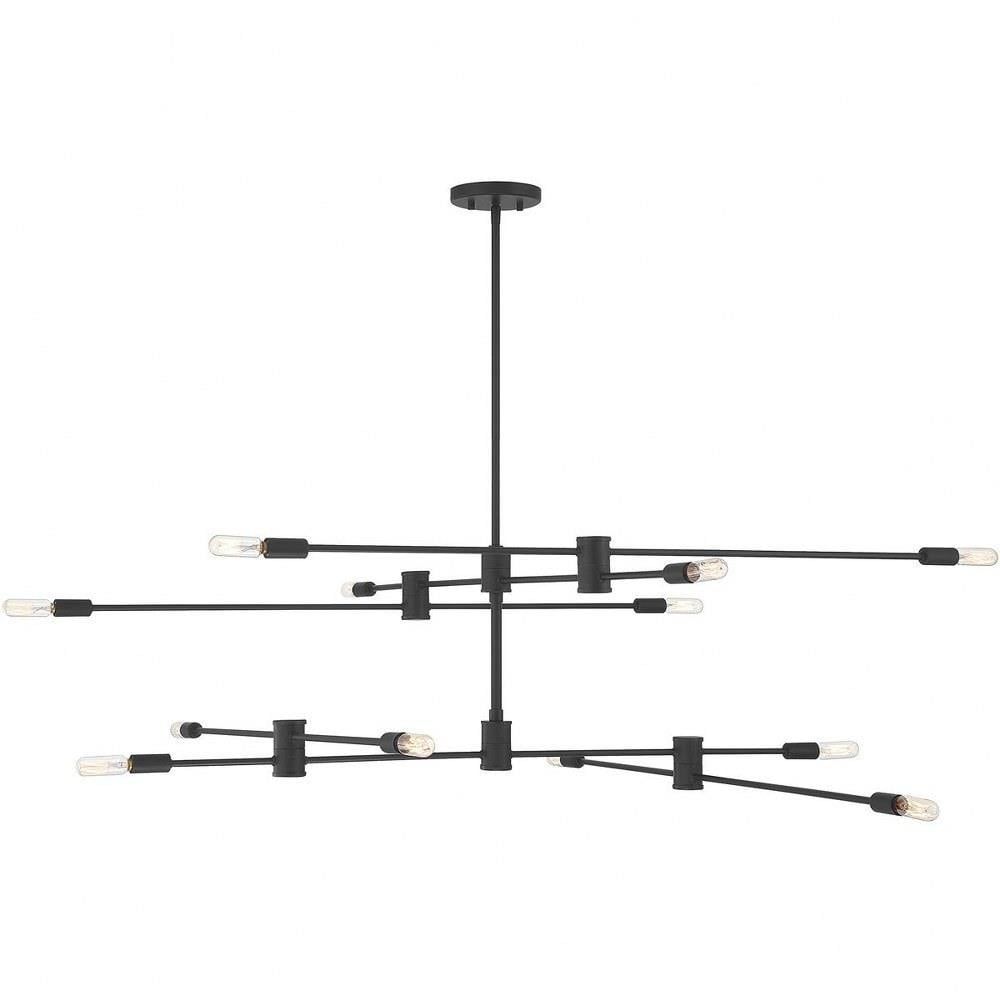 Matte Black Adjustable 12-Light Industrial Chandelier