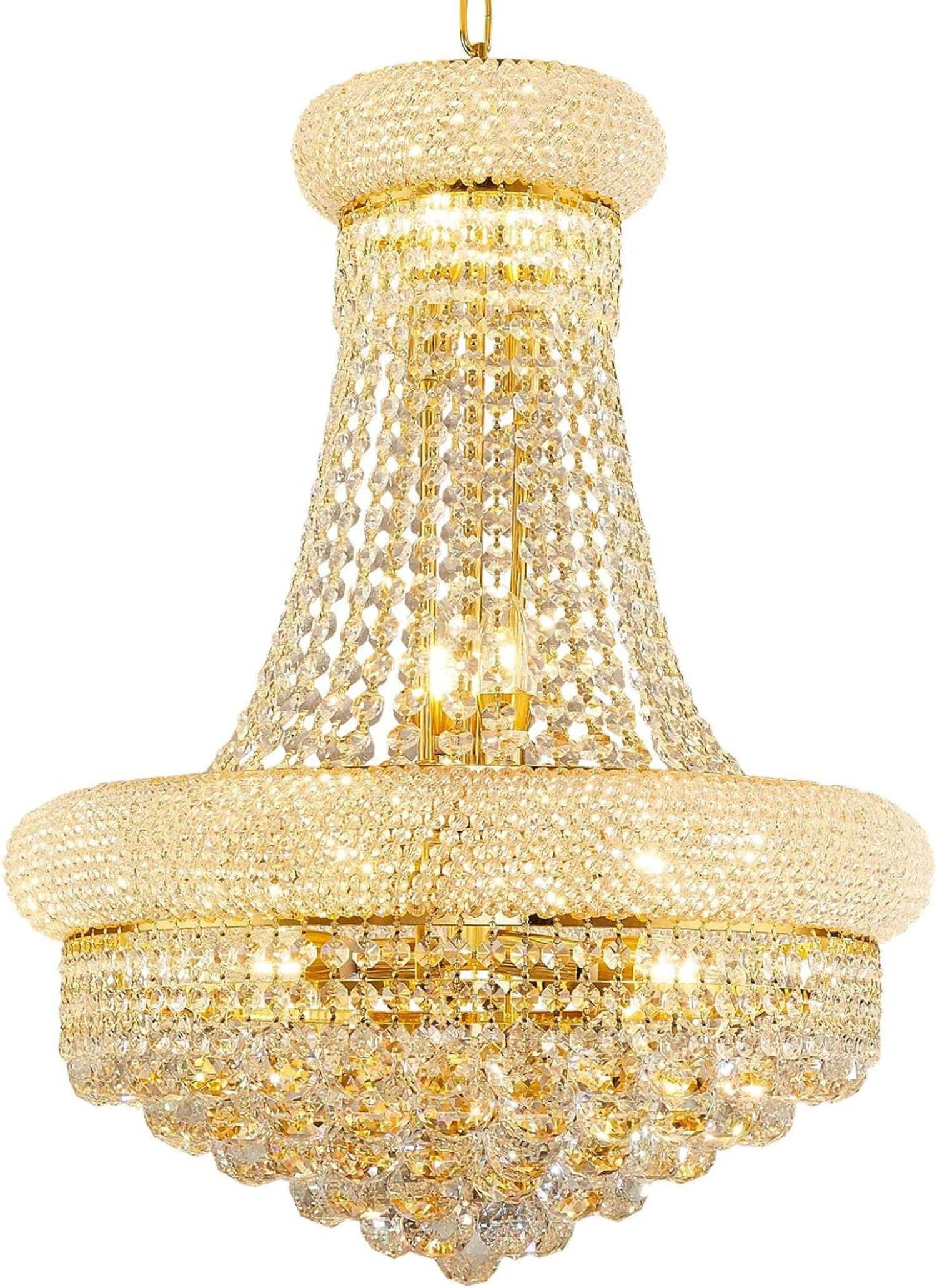 Gold Empire Crystal Chandelier with 12 Lights