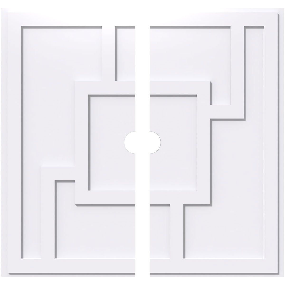 12" White PVC Contemporary Two-Piece Ceiling Medallion