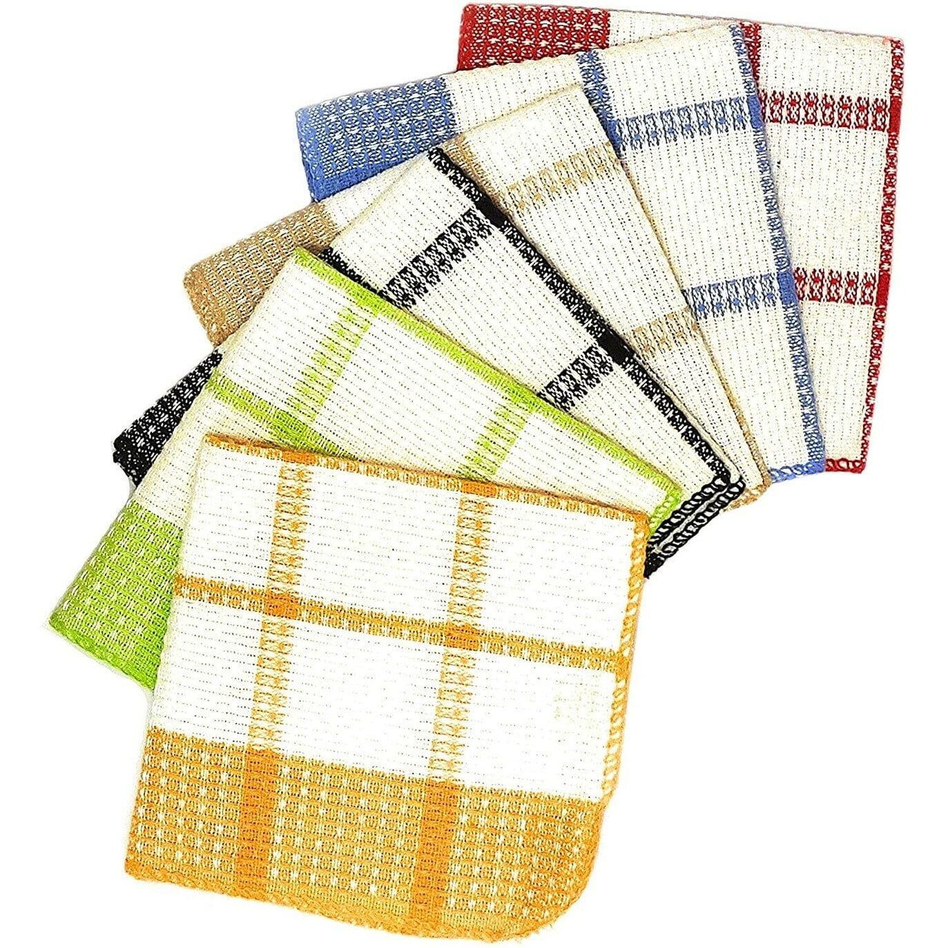 13x13 Multicolor Cotton Waffle Weave Dish Cloth Set