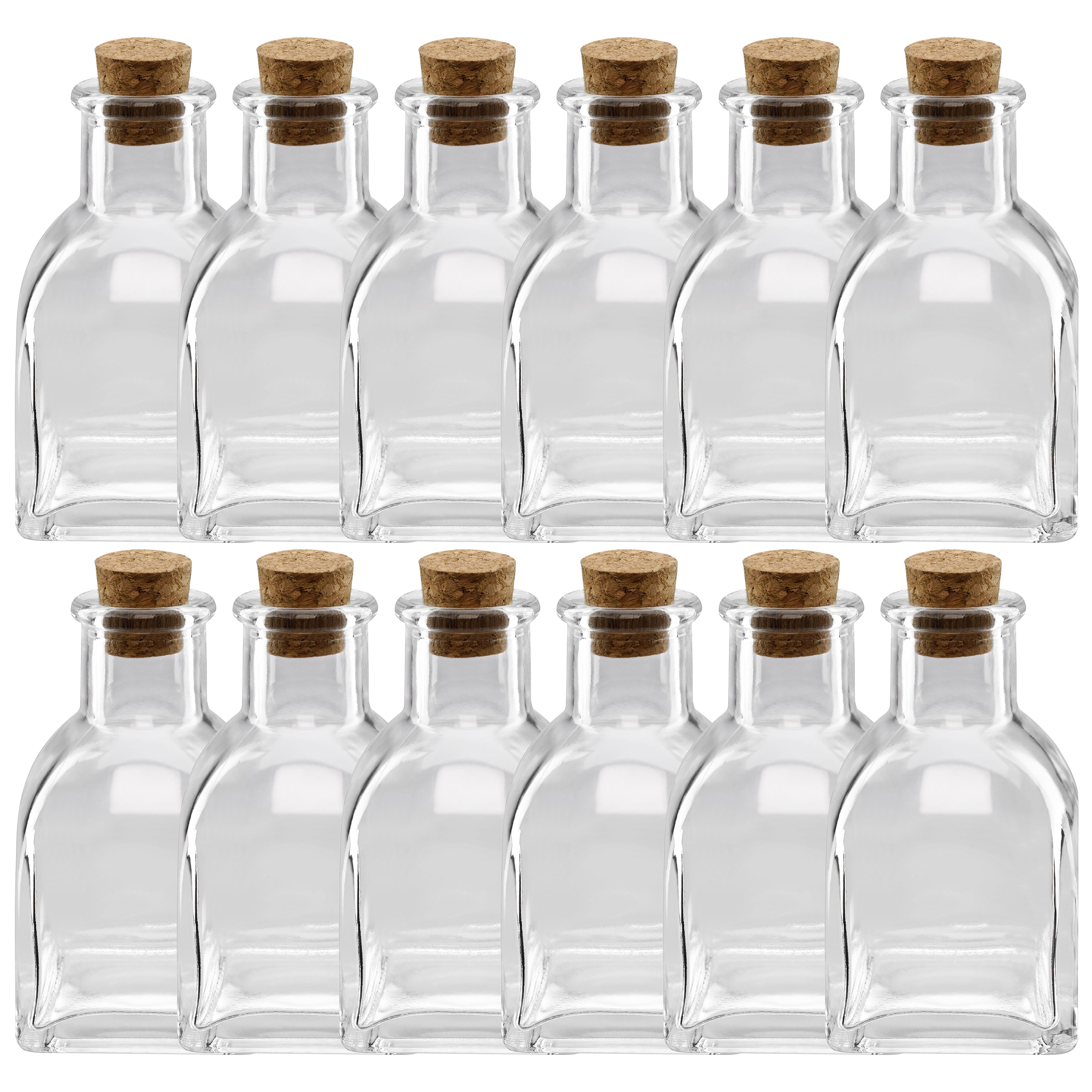 12 Pack Clear Glass Bottles with Cork for Decor