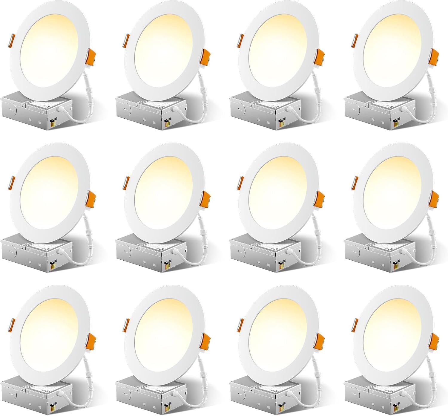 12 Pack 6 Inch Ultra-Thin Dimmable LED Recessed Ceiling Lights