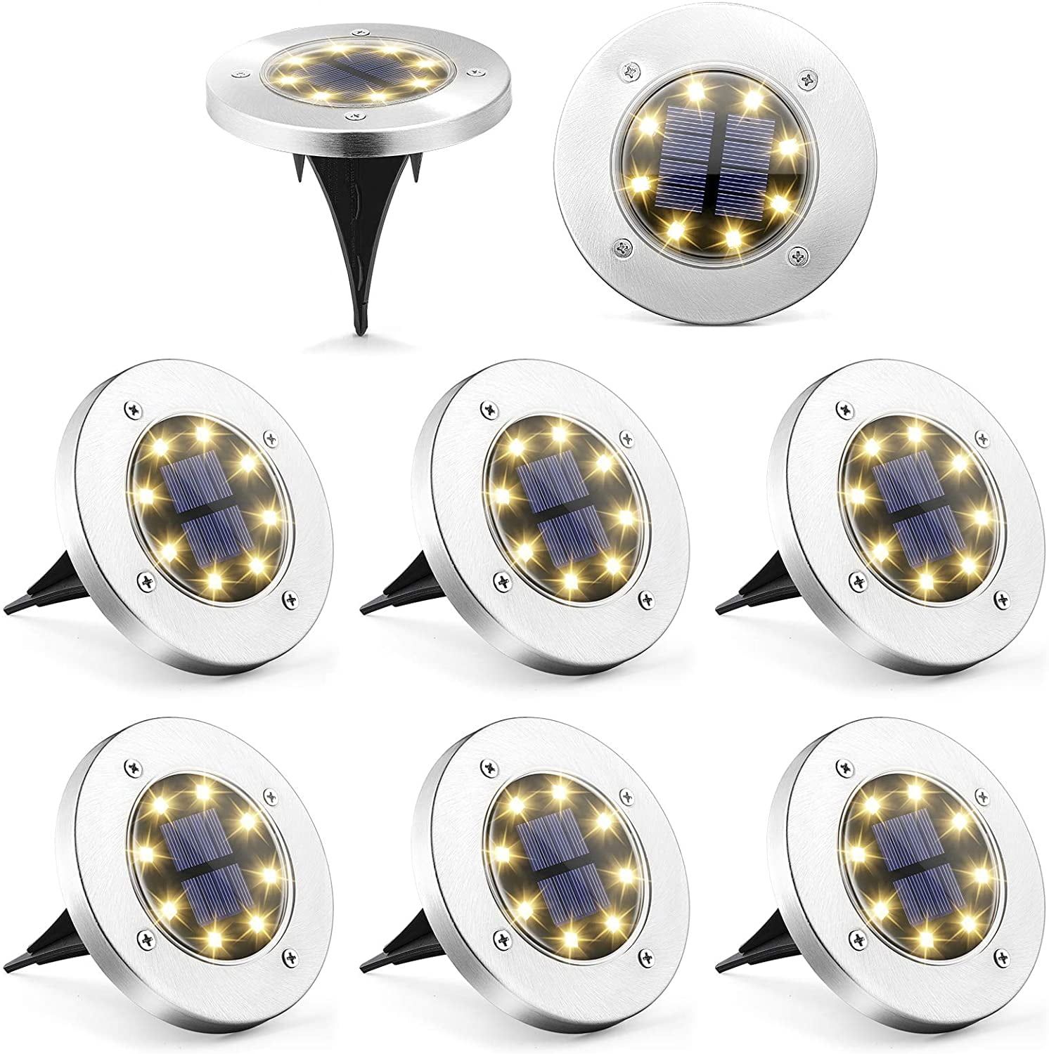 12 Pack Cool White Solar LED Pathway Lights