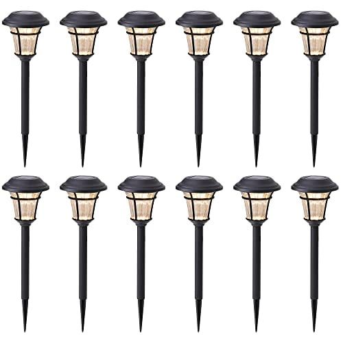 Warm White Solar Powered Outdoor Pathway Lights, 12-Pack