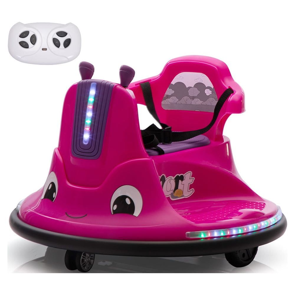 Pink 12-Volt Kids Electric Bumper Car with LED Lights