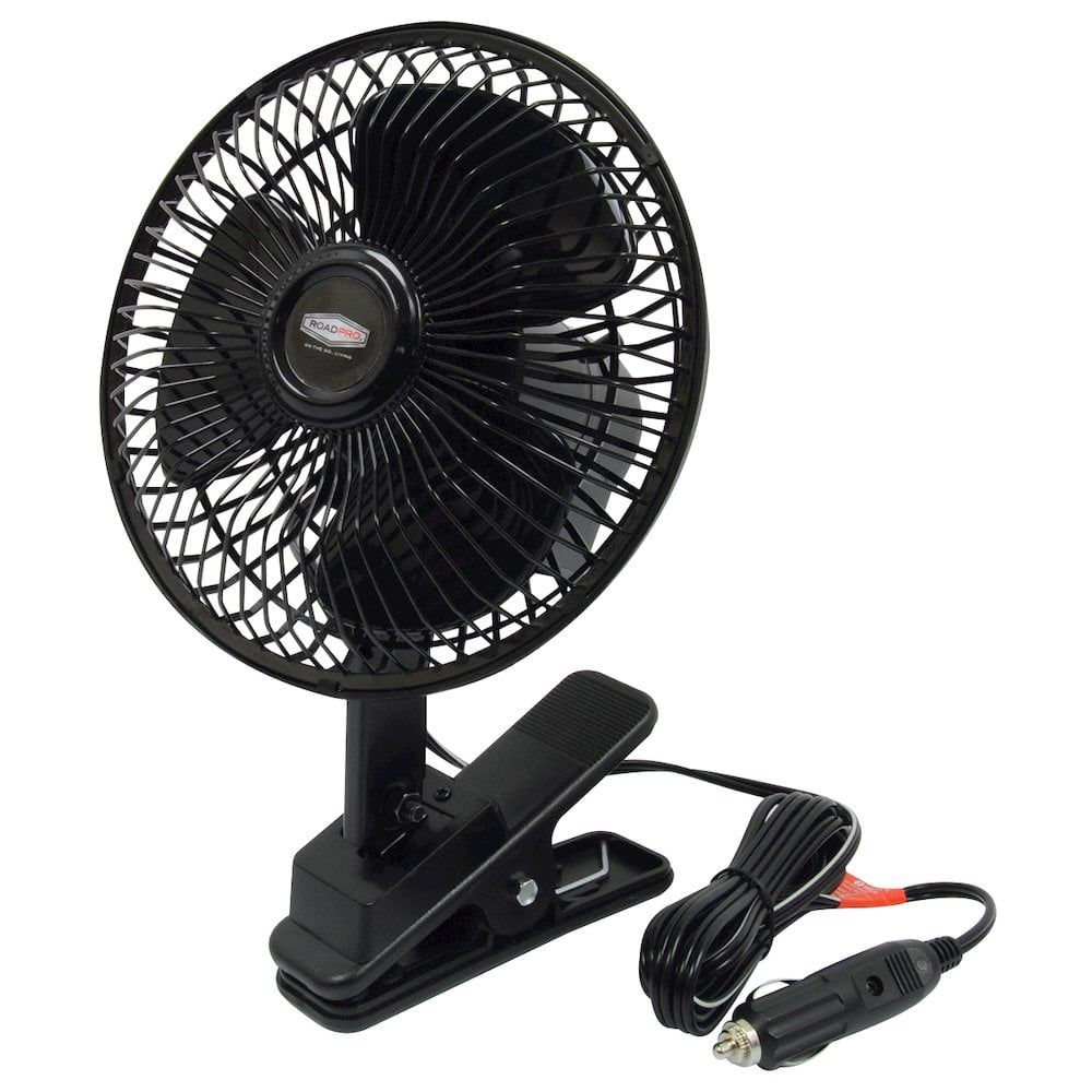 Black 7-Inch Plastic Oscillating Clip-On Personal Fan