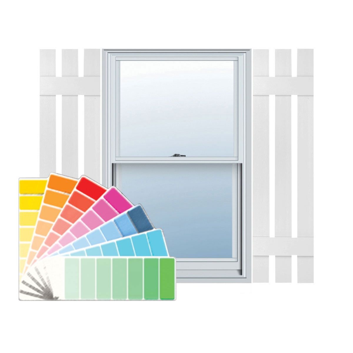 45"H White Vinyl Board and Batten Shutters, Paintable