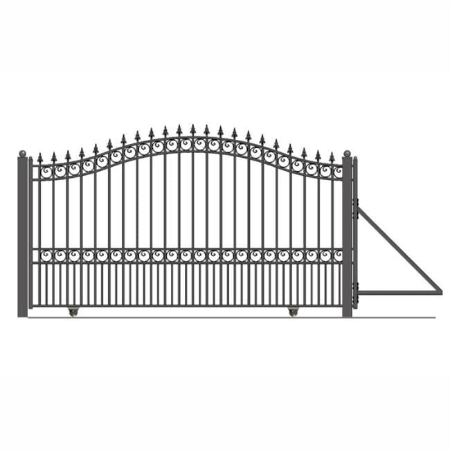 12 ft Black Galvanized Steel Arched Driveway Gate