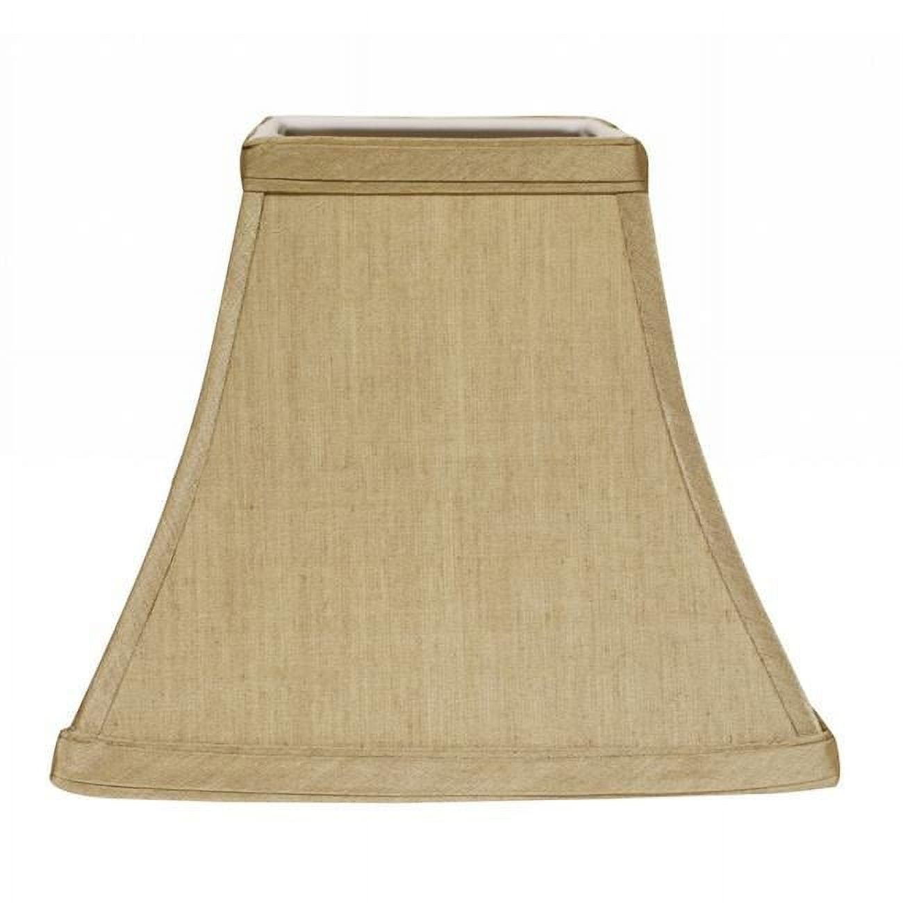 12" Tan Square Bell Cotton Lampshade with Brass Washer