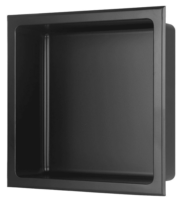 12-Inch Matte Black Stainless Steel Shower Niche