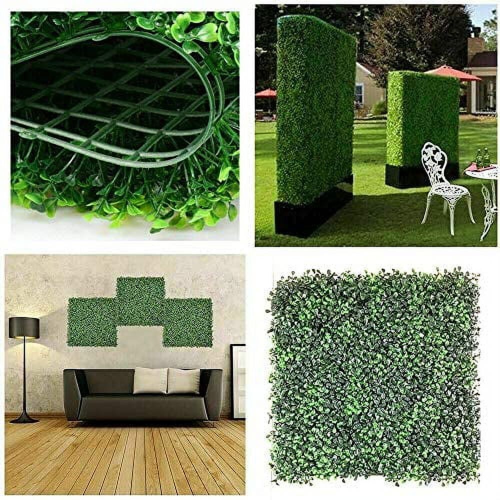 20" x 20" Green Artificial Boxwood Hedge Panels with Lights