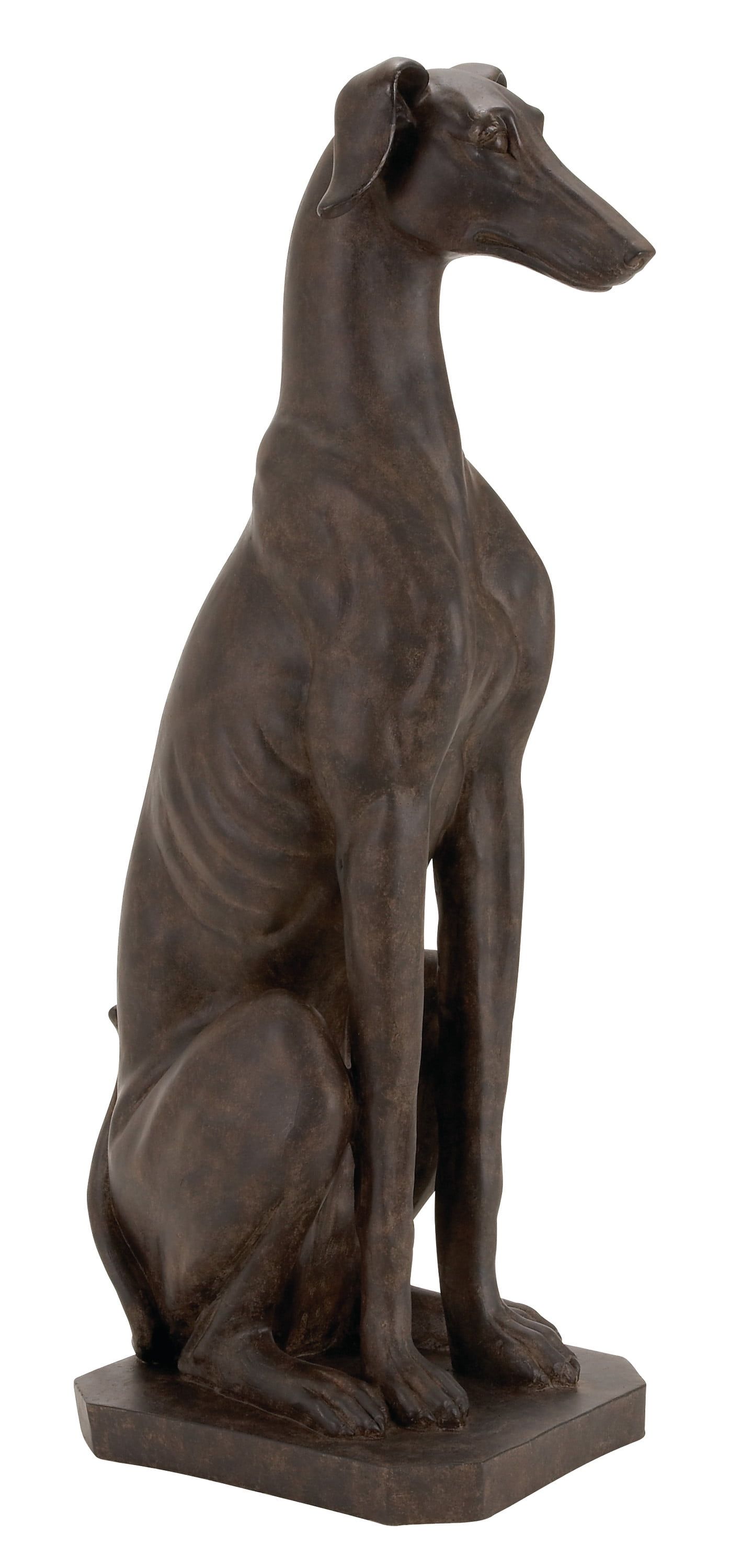 Brown Polystone Greyhound Dog Sculpture 12" x 31"