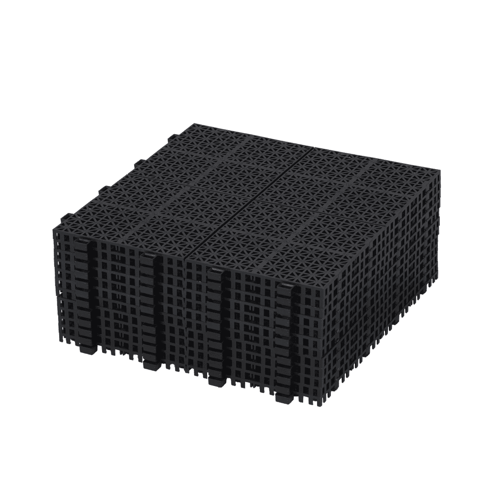 12 x 12 Inch Black Plastic Interlocking Waterproof Deck Tiles