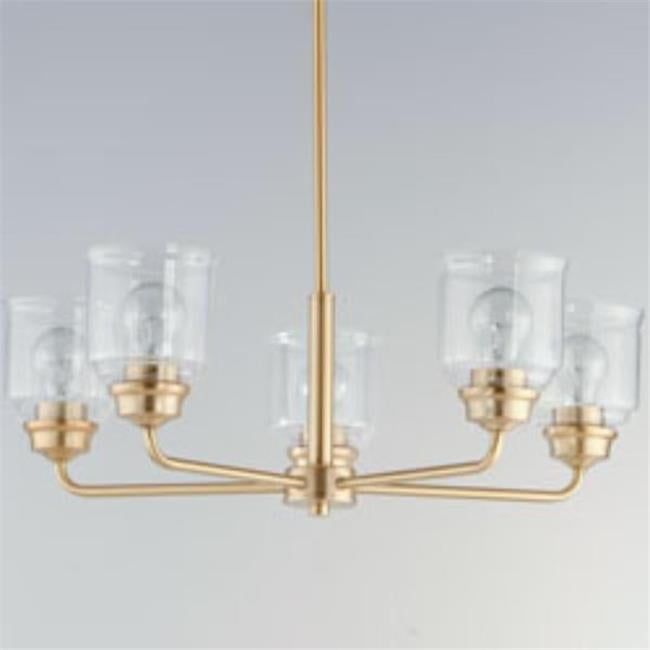 Heritage Brass Elegance 5-Light Chandelier with Seedy Glass