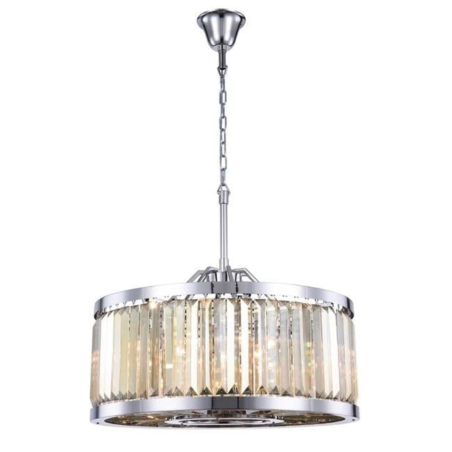 Chelsea 8-Light Polished Nickel Chandelier with Golden Teak Crystal Bars