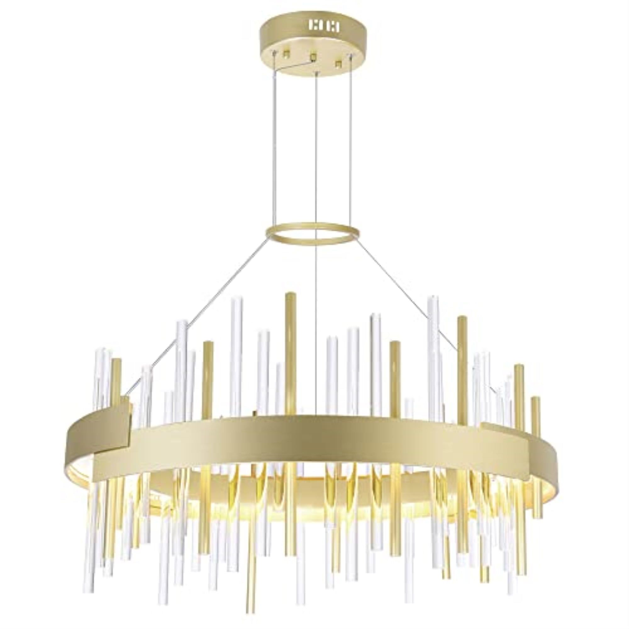 Millipede 26'' Satin Gold LED Chandelier with Clear Tubes