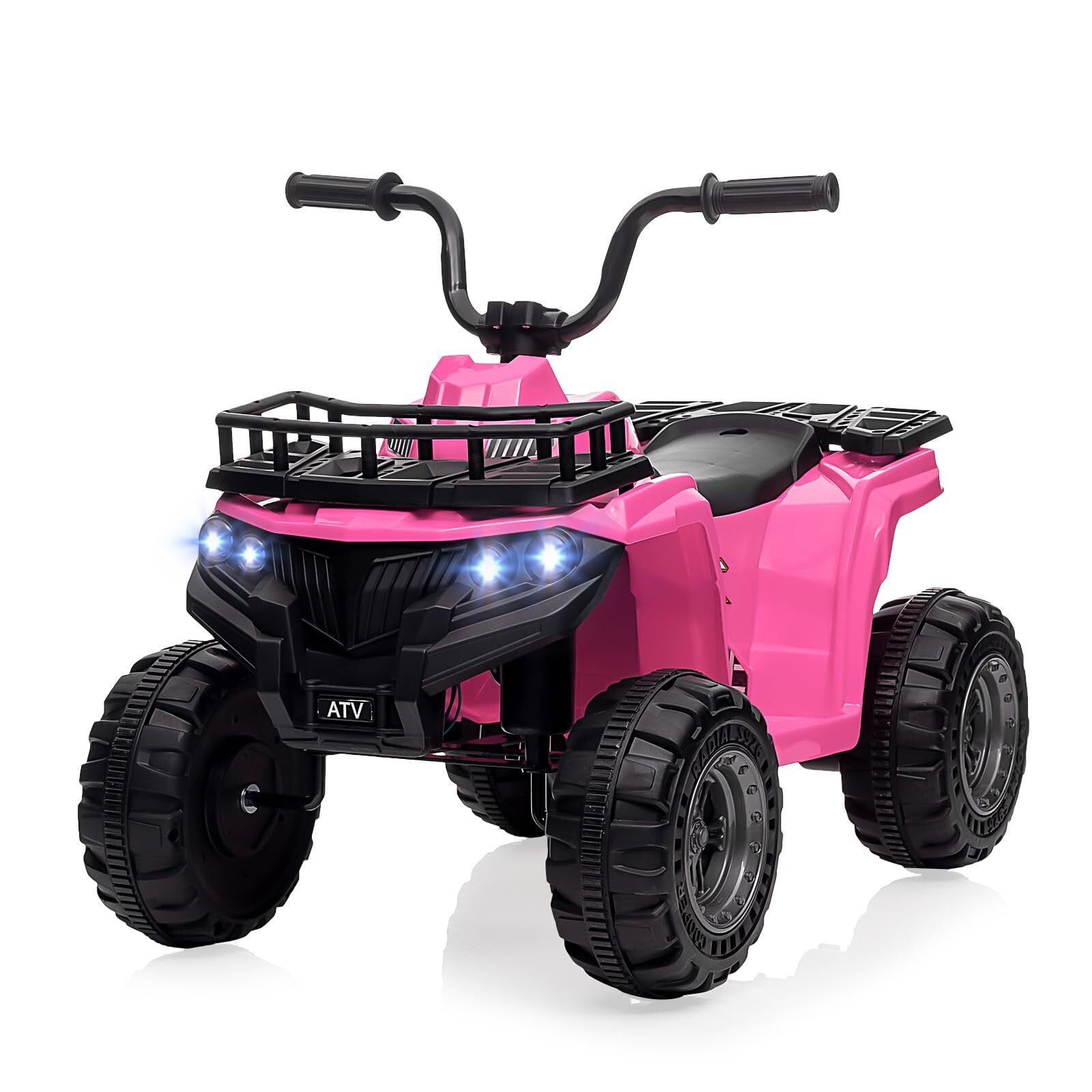 12V Pink Kids Ride-On Quad ATV with LED Lights