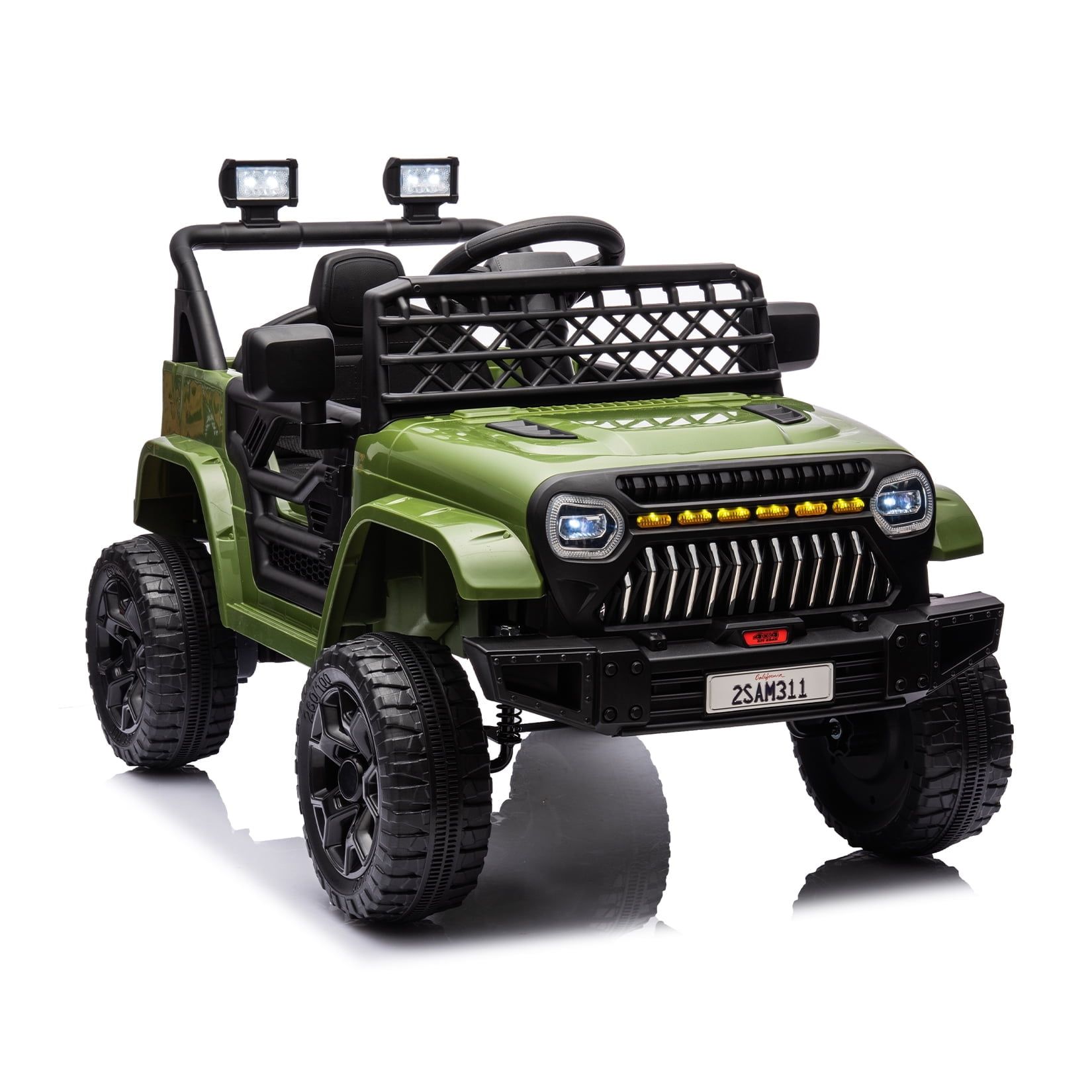 12V Green SUV Ride-On Truck with Remote Control and LED Lights
