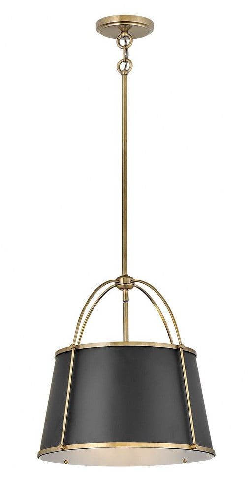 Elegant Warm Brass LED Drum Pendant with Adjustable Height