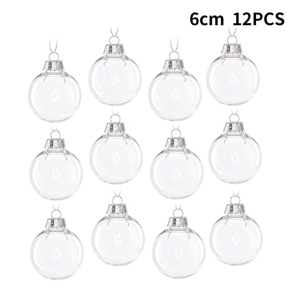 Clear 6cm Plastic Round Hanging Christmas Ornaments Set