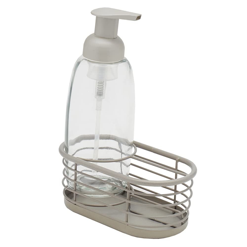 Clear Plastic Soap Dispenser with Gray Wire Caddy