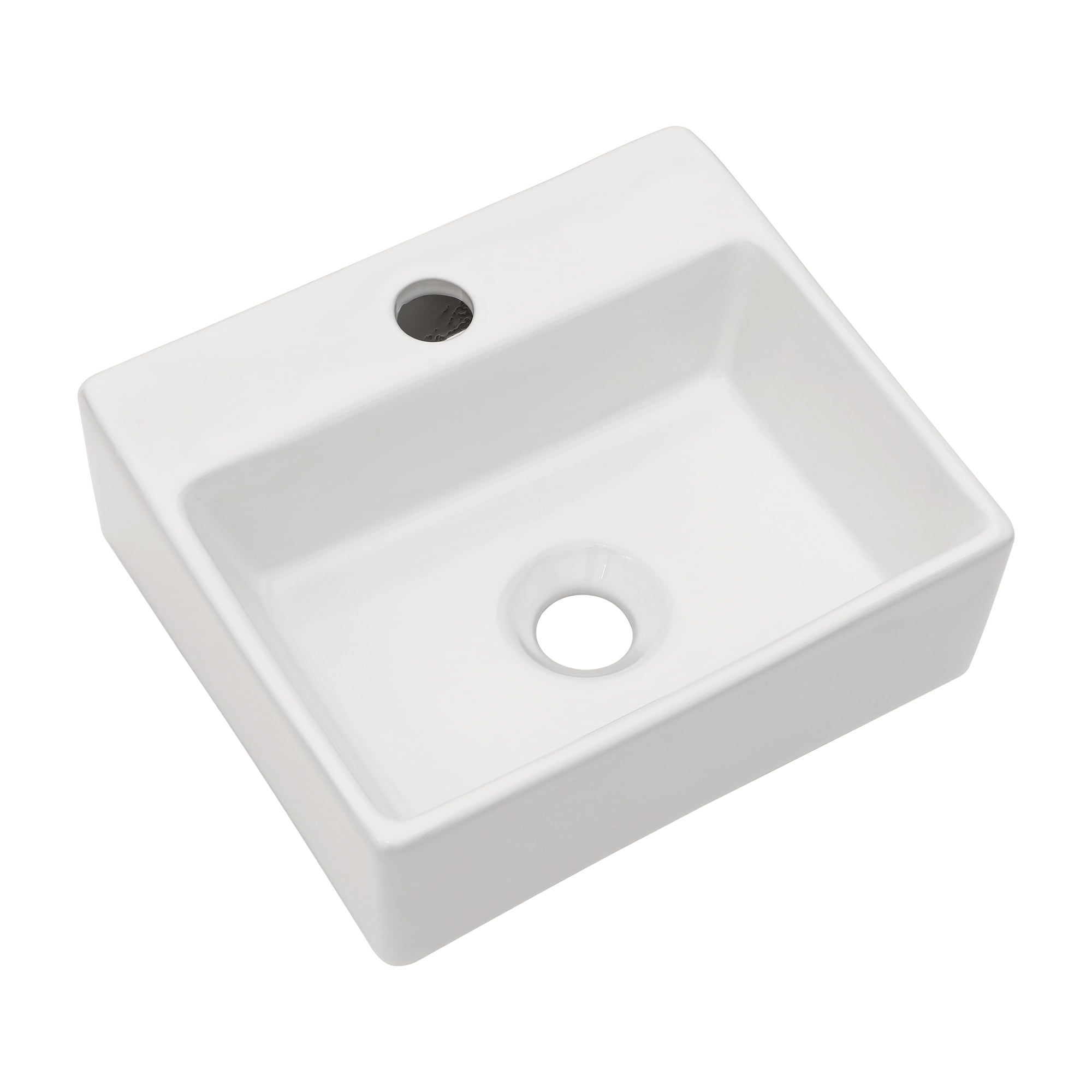 13.6x11.6 Inch White Ceramic Rectangular Wall-Mount Bathroom Sink