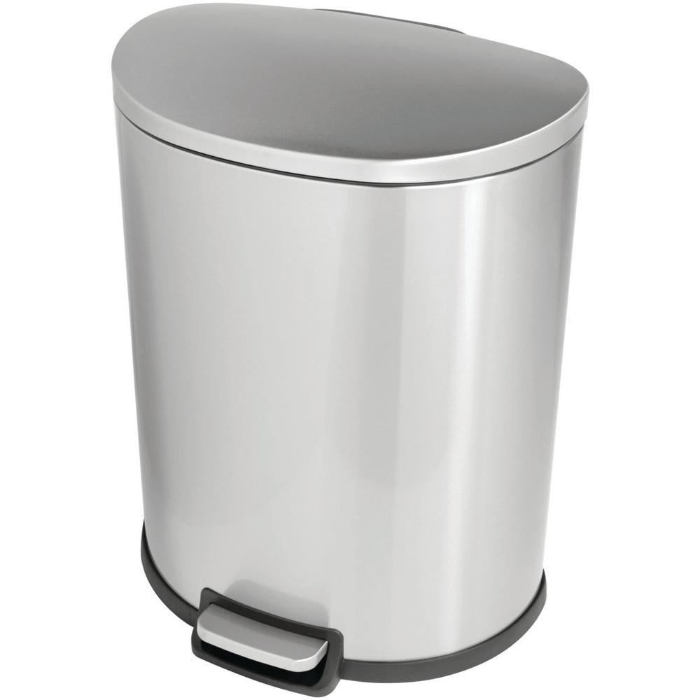 13 Gallon Silver Stainless Steel Step-On Trash Can