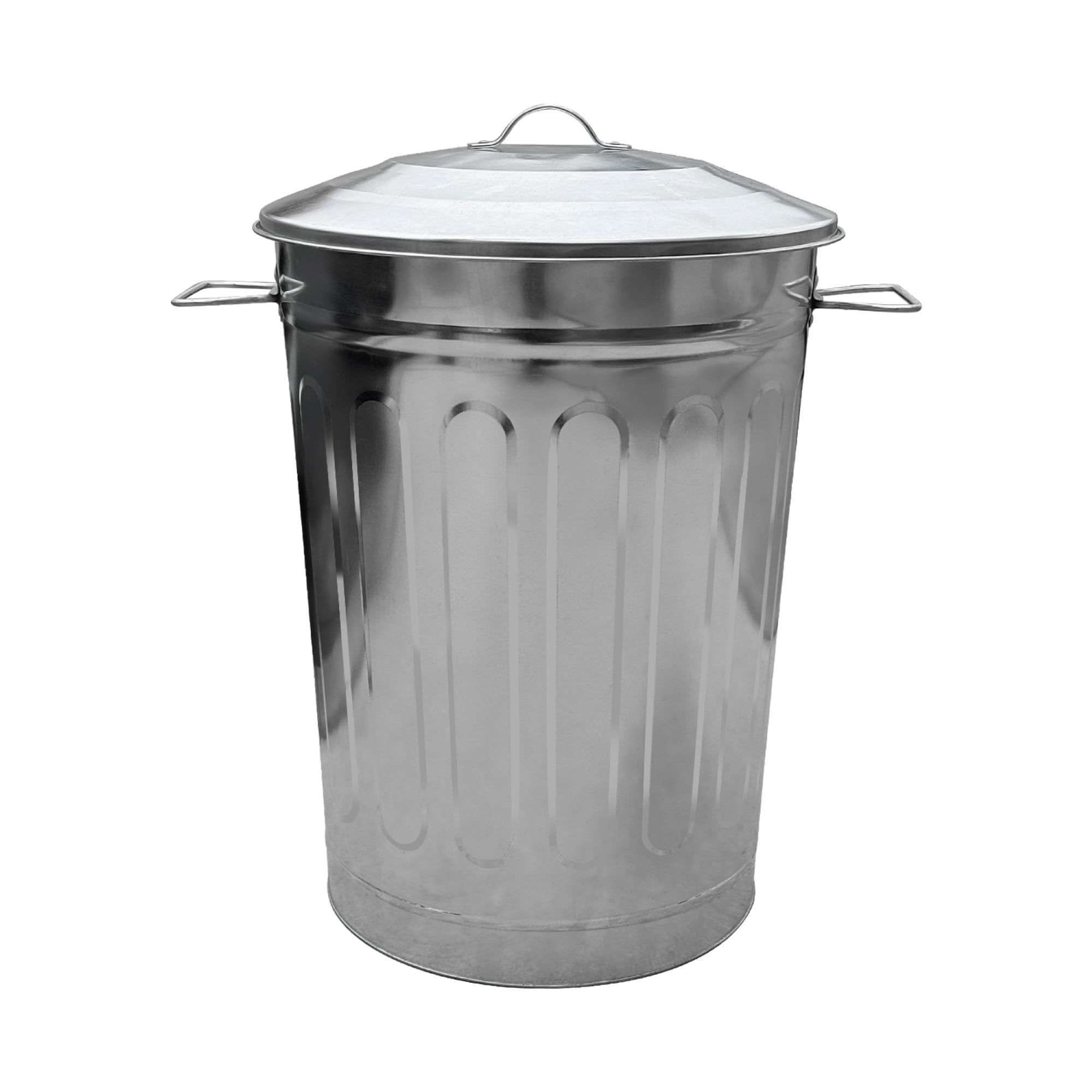 13-Gallon Silver Galvanized Steel Round Trash Can with Lid