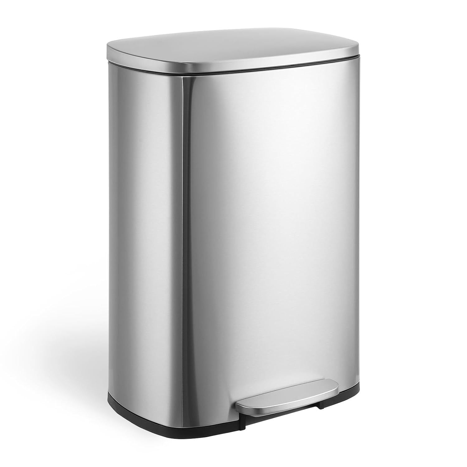 13 Gallon Silver Stainless Steel Oval Trash Can with Pedal