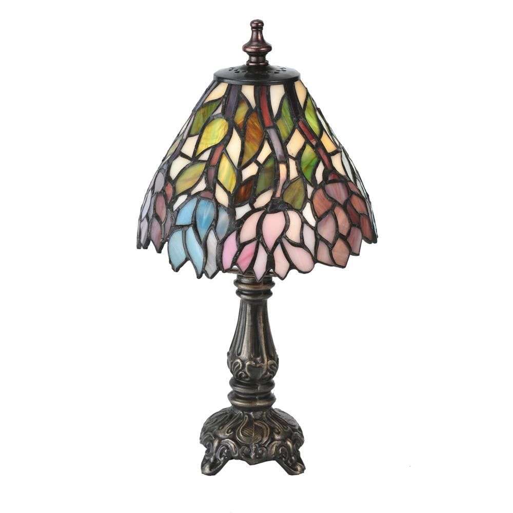 Amethyst Wisteria 13" Bronze Table Lamp with Stained Glass Shade