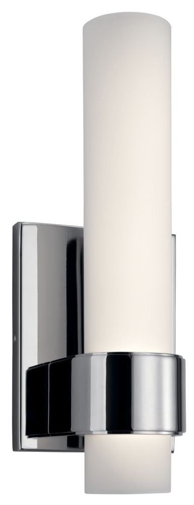 Chrome LED Wall Sconce with Etched Opal Glass Shade