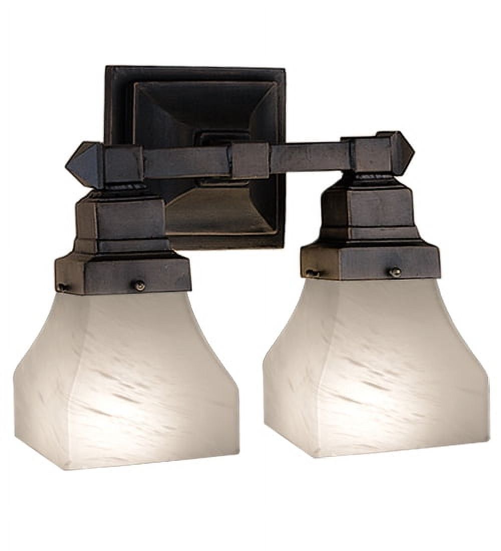 Bronze and White Alabaster 2-Light Wall Sconce