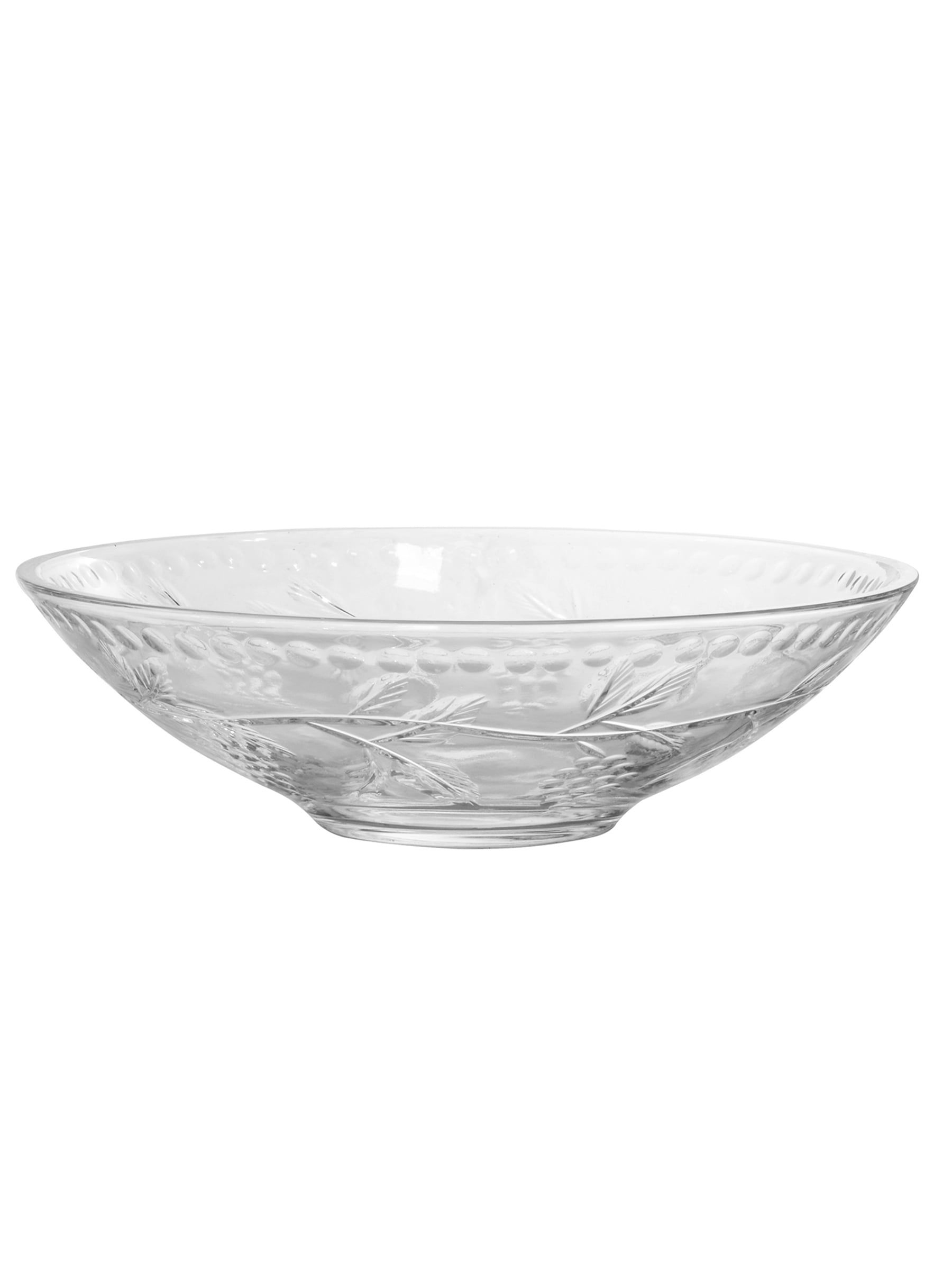 Clear 13" Hand Cut Lead Crystal Grape Vine Bowl