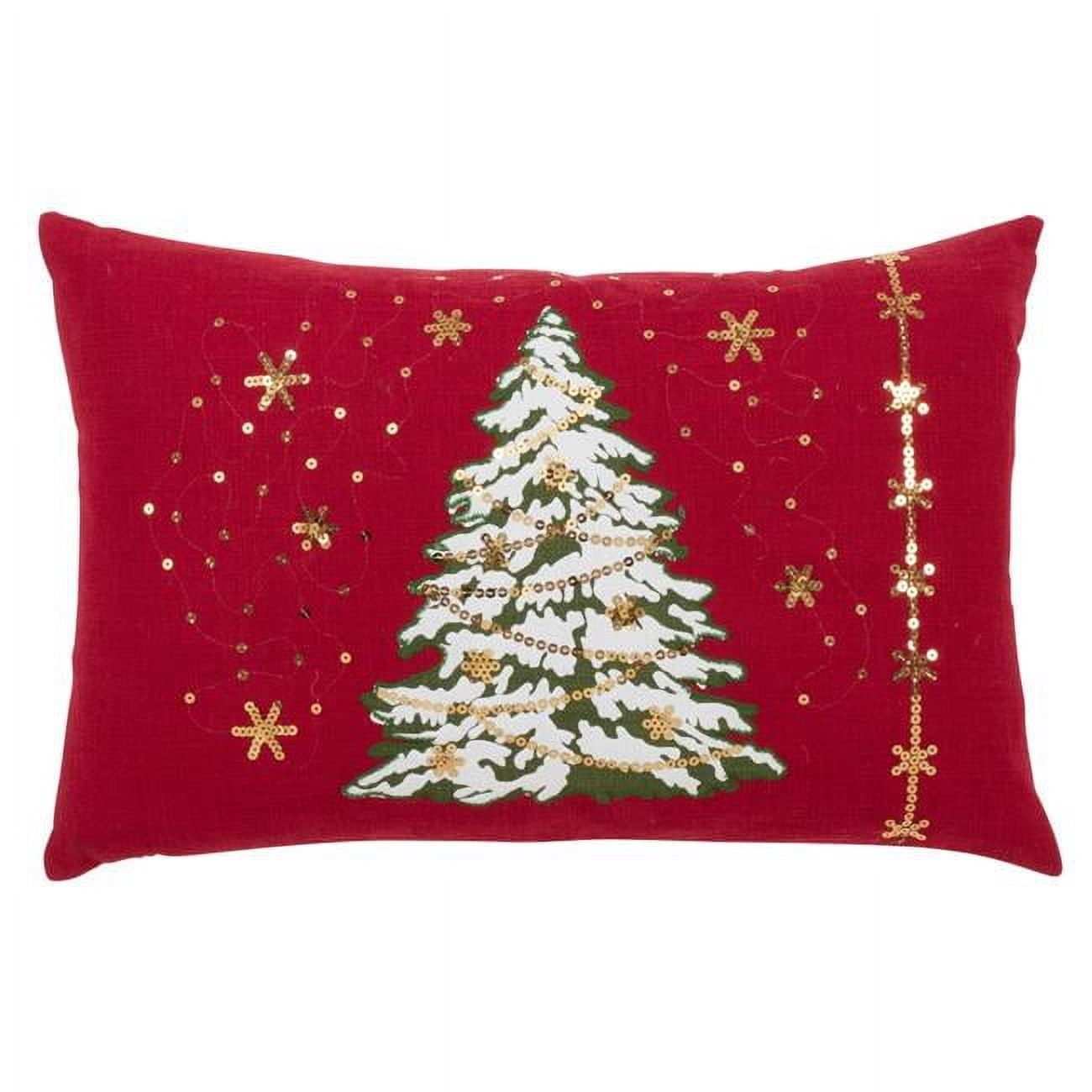 Red LED Christmas Tree Poly Filled Throw Pillow