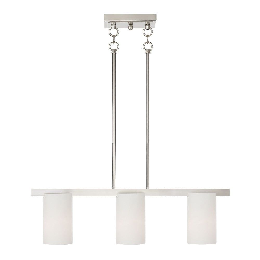 Brushed Nickel 3-Light Island Chandelier with Satin Opal Glass