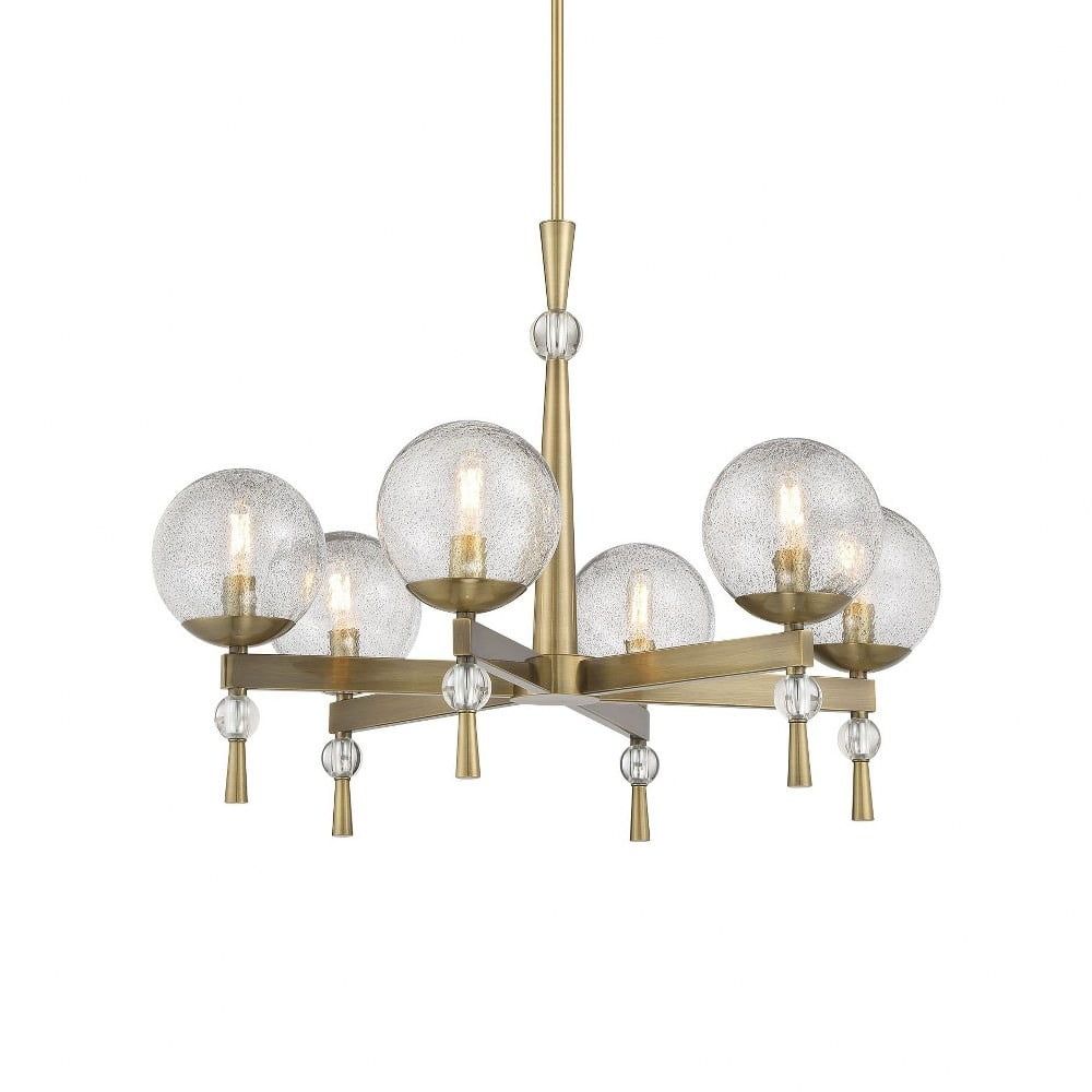 Oxidized Aged Brass 6-Light Chandelier with Clear Glass Shades