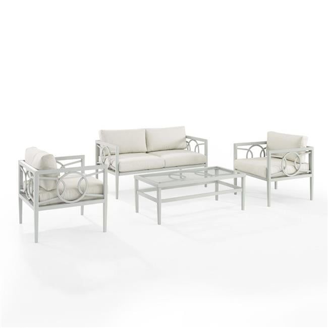 Ashford 4-Piece Cream and Gray Outdoor Metal Conversation Set