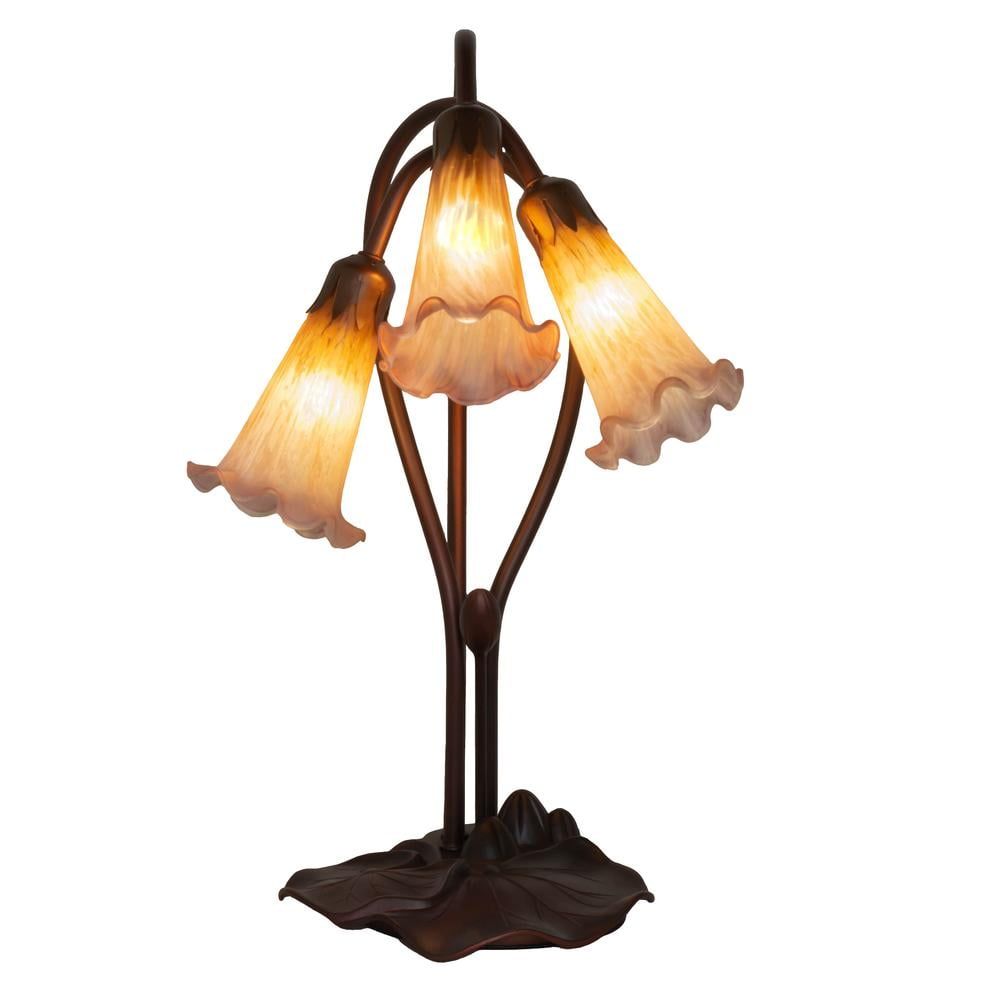 Amethyst Tipped Amber Pond Lily 3-Light Accent Lamp