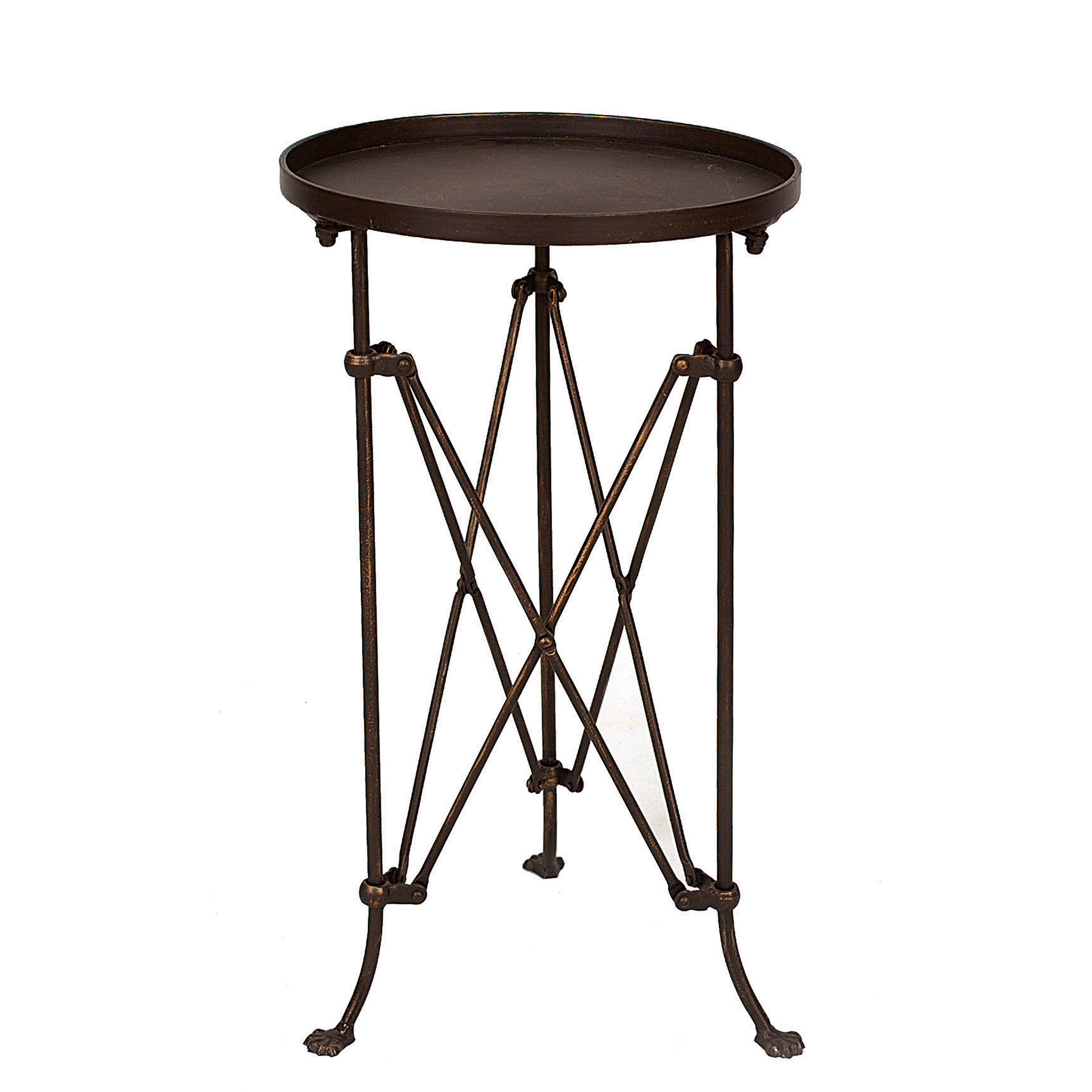 Bohemian Rustic Bronze Round Metal Accent Table 14in x 25in