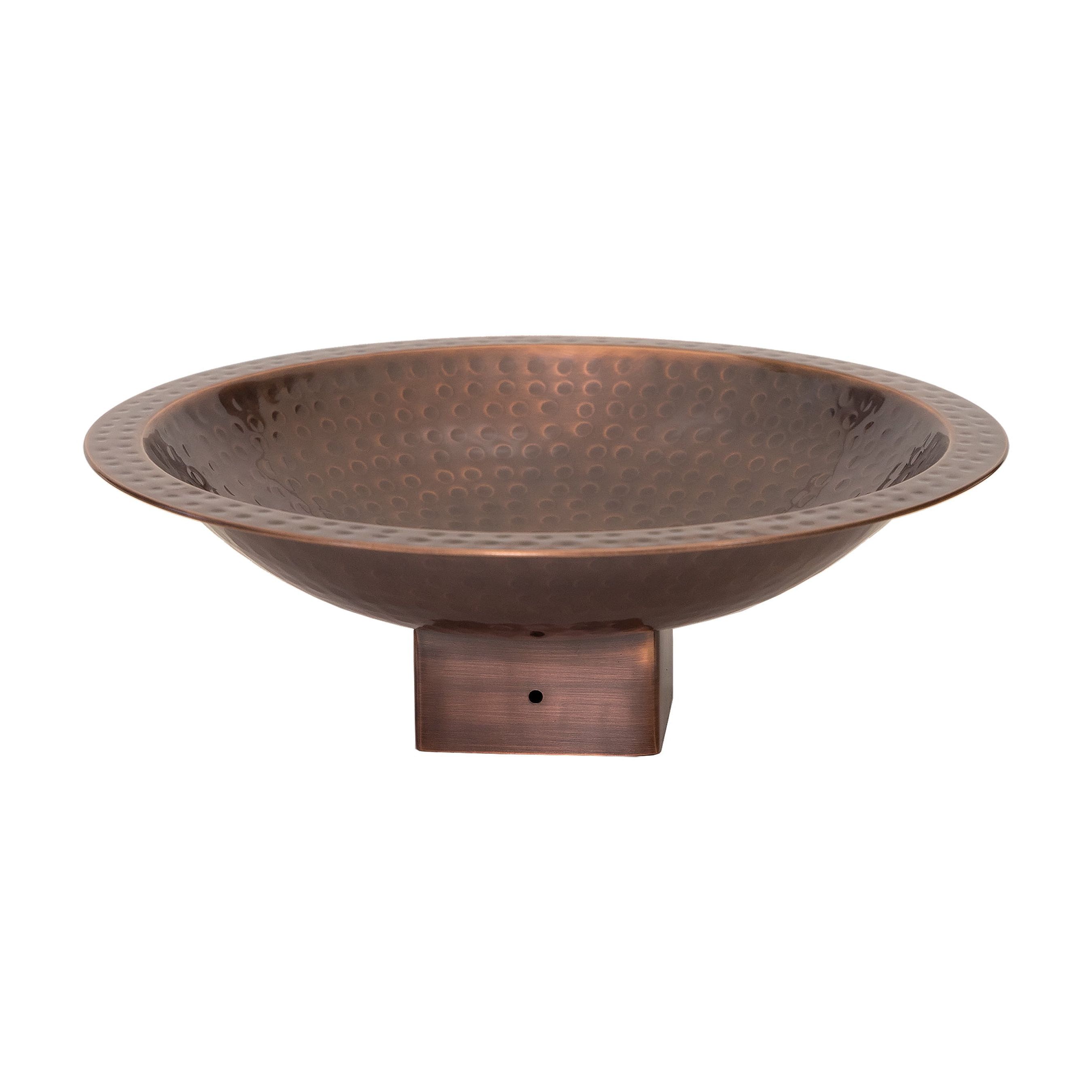 14" Hammered Copper Finish Brass Bird Bath for 4x4 Post