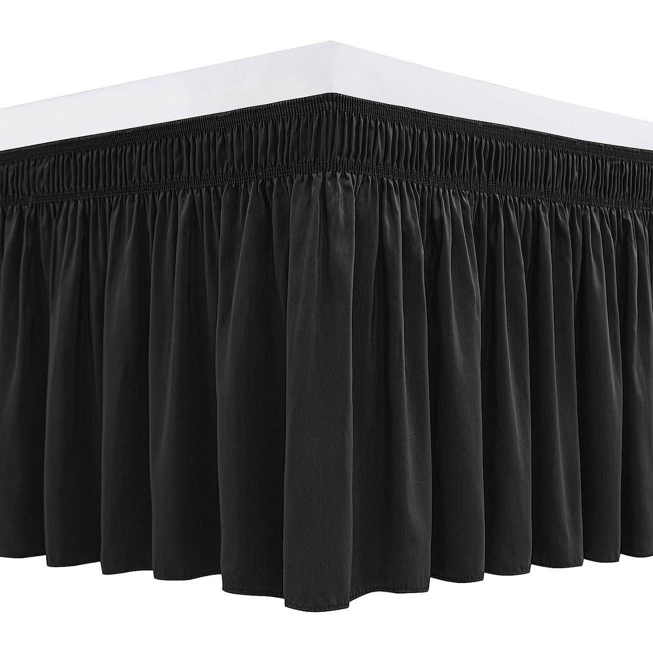 Black 14-Inch Drop Queen Bed Skirt with Ruffles