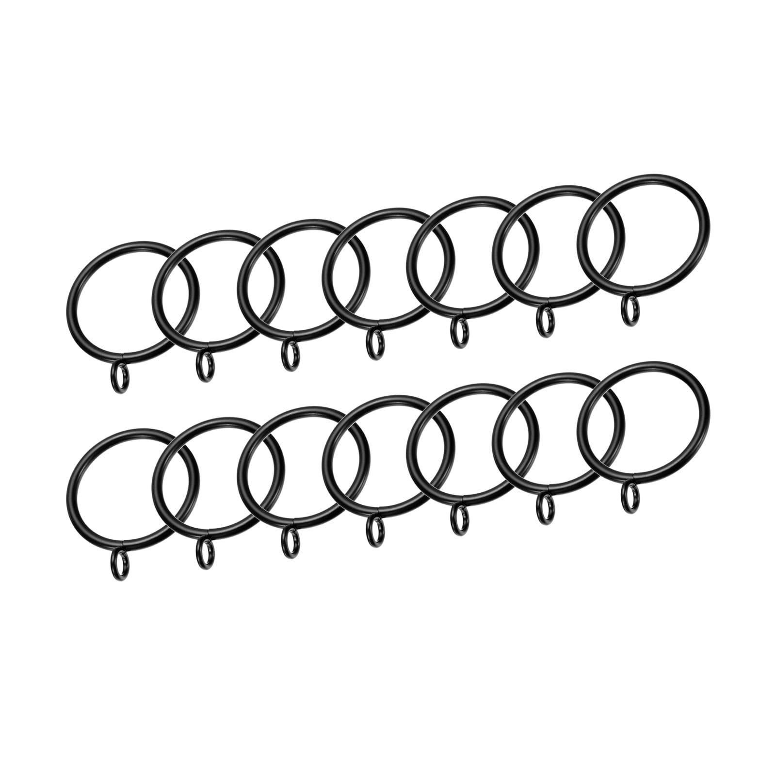 Black Metal Curtain Rod Rings with Eyelets, 1.5 Inch, Pack of 14