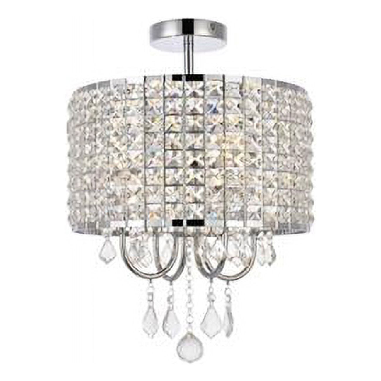 Elise Chrome 14" Crystal Lattice Flush Mount Ceiling Light