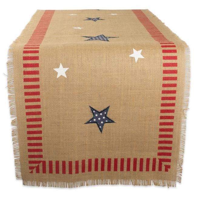 Patriotic Multicolor Jute Table Runner for 4th of July