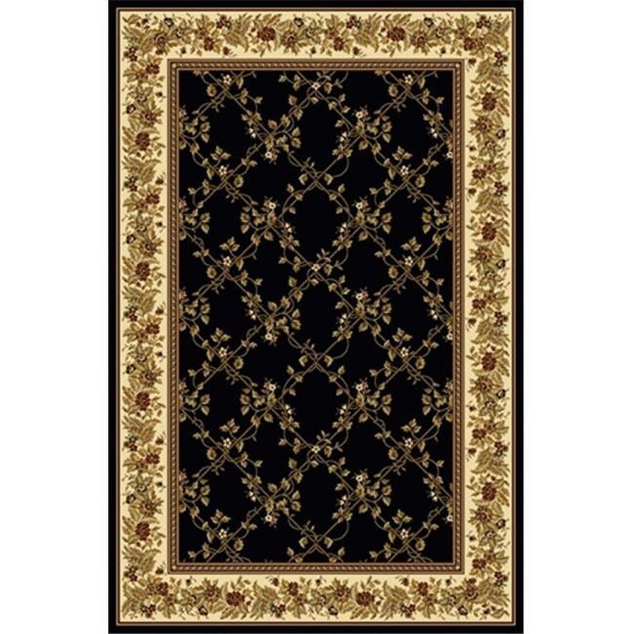 Rectangular Black Synthetic Easy Care Area Rug 5.42' x 8.25'