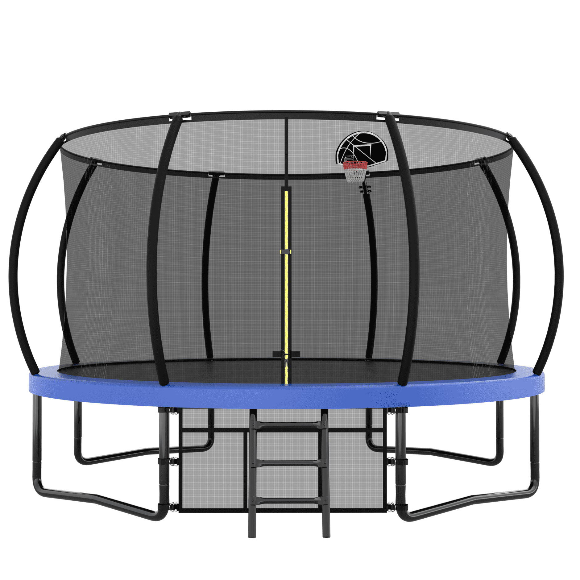 14FT Blue Round Outdoor Trampoline with Enclosure and Ladder